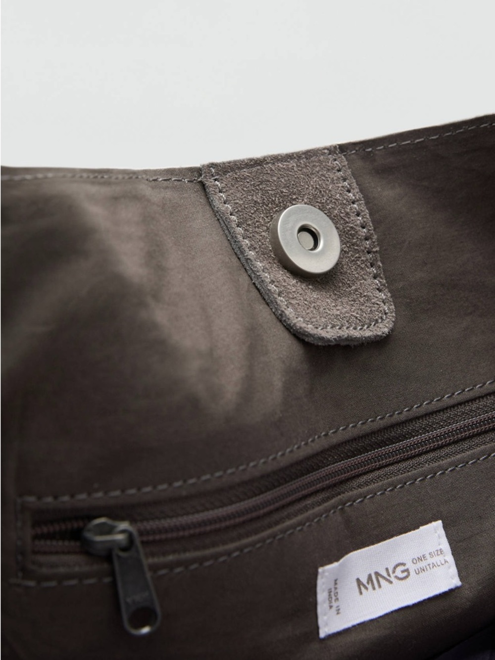 Mango Suede Studded Tote in Taupe Brown - Picture 4 of 7